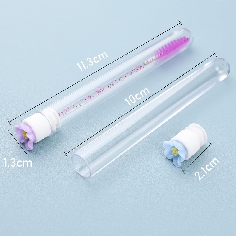 SenRocc 20 Pcs Mascara Wands Tube Set Reusable LashBrush Rose Flower Tube Eyelash Brush Tubes SpooliesLash Extension Brushes Applicators Makeup Tools (5-petal-MIX) - Image 3